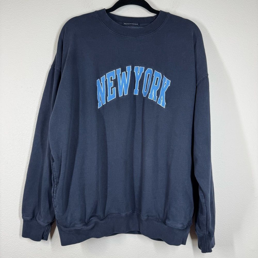 Brandy Melville Navy Blue New York Crew Neck Sweatshirt Woman’s One Size